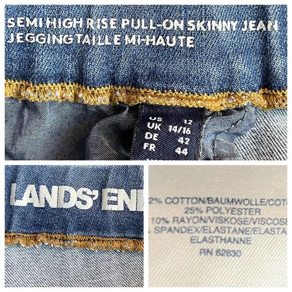 Lands’ End Semi High Rise Skinny Ankle Jeans Women’s Medium Blue Wash Size 12 - Picture 5 of 6